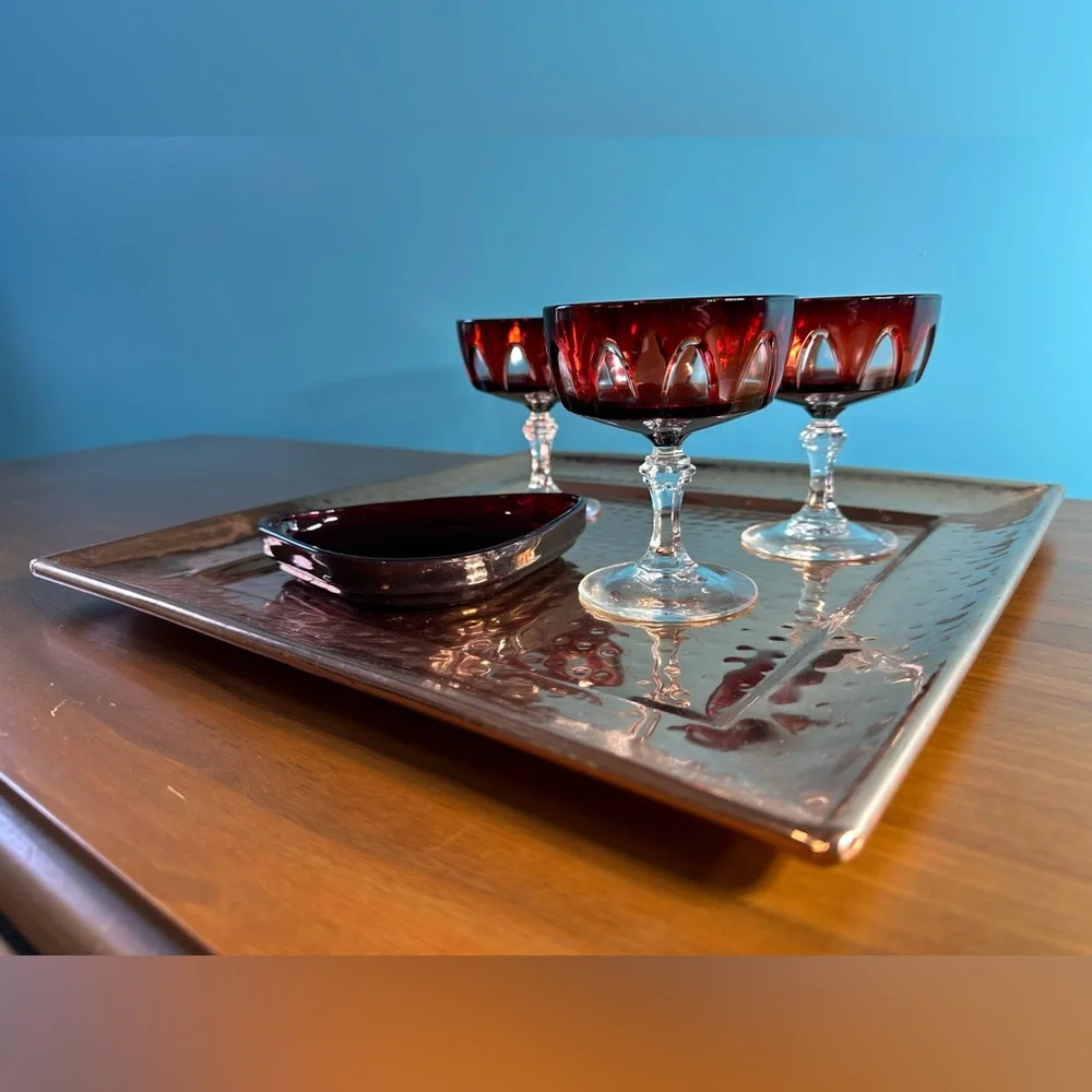 Hammered Copper Artisan Hand-Crafted Hosting or Display 13.75” Square Tray